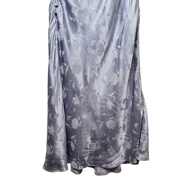 NEW Lulus All About You Slate Blue Floral Jaquard Women’s Satin Midi Dress Sz M - Picture 6 of 12